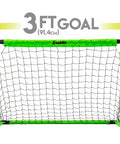 3-Foot Neon Green Insta Soccer Goal Set With Mini Ball And Pump All In One Kids Soccer Goal For Backyard Practice Portable 36x24x24 Inches Easy Quick Set Up Perfect For Toddlers And Beginners