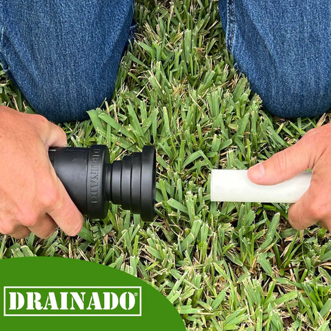 Universal Vacuum Hose To PVC Pipe Adapter For Easy AC Drain Line Unclogging No More Hack Jobs used in grass setting