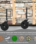 Heavy Duty Gate Caster Wheel With Side Brake, Spring Loaded Drag Wheel With 360 Degree Swivel, 200 Lb Capacity, Black, Five Inch