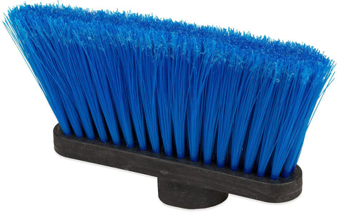 Dual Angle Light Industrial Broom Head With Four Inch Blue Synthetic Bristles To Kick Serious Dust And Reach Tricky Corners Smoothly For Quick Cleanup On Busy Commercial Floors Today.