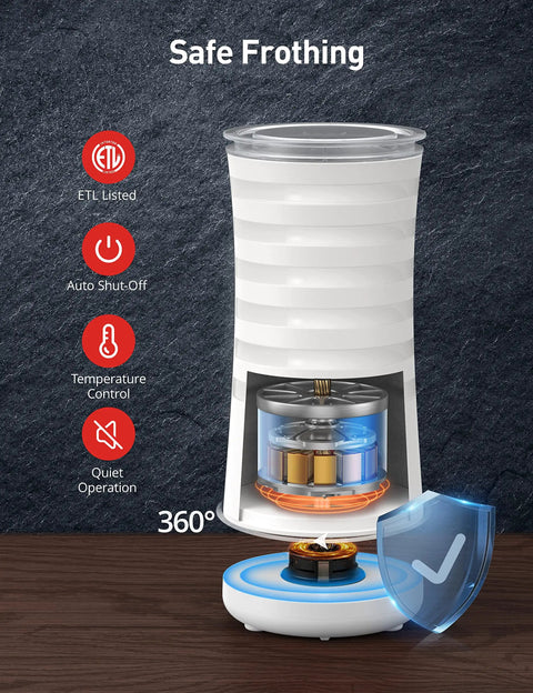 4 In 1 Milk Frother With Temperature Control For Hot Or Cold Foam Barista Grade Foam No Fuss Auto Shut Off And Scraper