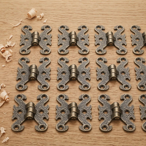 Vintage H Shape Zinc Alloy Hinges For Small Cabinets And Wooden Gift Boxes, Easy No Brainer Install, Secure Operation, 16 Pack