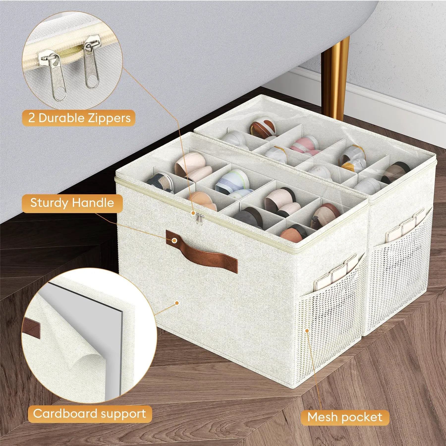 Two Pack Clear Shoe Organizer for Closet With Foldable ✓