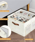 Two Pack Clear Shoe Organizer for Closet With Foldable Storage Containers and Adjustable Dividers Fits Up To Sixteen Pairs Reinforced Handles Space Saving Beige Shoe Storage Bins under bed