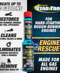Fast Acting Fuel System And Injector Cleaner Quick Fix For Rough Idles Smooth Ride Gas Tank Additive Featuring Advanced Enzyme Formula To Clear Out Dirt And Bring Your Engine Back To Life Pack Of Two product image with details on engine treatment benefits.