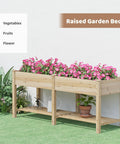 Big Ol Raised Garden Bed With Legs Wooden Planter Stand For Vegetables And Flowers, Large Planter Box With Divider, Liner Bag