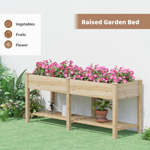 Big Ol Raised Garden Bed With Legs Wooden Planter Stand For Vegetables And Flowers, Large Planter Box With Divider, Liner Bag