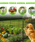 No Dig 10 Panel Decorative Garden Fence With Gate For Yard Patio And Flower Beds Rustproof Wrought Iron Dog Fence Outdoor Barrier 40In High By 25Ft Long Ideal For Dogs And Rabbits installed around garden with dog