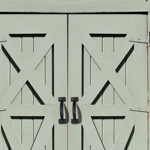 Heavy Duty Cast Iron Sliding Barn Door Handle Vintage Gate Pull For Fence Cabinet Outdoor Garage And Interior Black Finish Six And A Quarter Inch Long Two Pack Built Tough on wooden barn doors