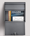 Locking Wall Mount Mailbox With Large Capacity Heavy Duty Electrogalvanized Steel Granite Finish Anti Pry Latch 12 Wafer Disc Lock