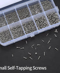 1200 Pcs Mini Screw Kit M1 M1.2 M1.4 M1.7 Micro Phillips Head Pan Screws For Electronics Sunglasses Watches Self Tapping Round Head Fasteners Nickel Plated Durable Repair Kit For DIY Projects