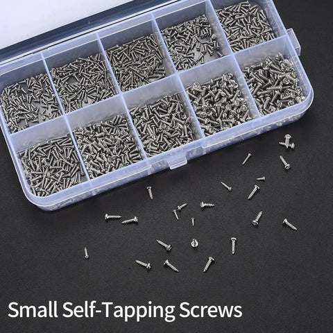 1200 Pcs Mini Screw Kit M1 M1.2 M1.4 M1.7 Micro Phillips Head Pan Screws For Electronics Sunglasses Watches Self Tapping Round Head Fasteners Nickel Plated Durable Repair Kit For DIY Projects