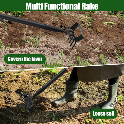2 In 1 Garden Hoe Tool With Adjustable Length From 37 To 72 Inches, Ergonomic Handle for lawn and soil use