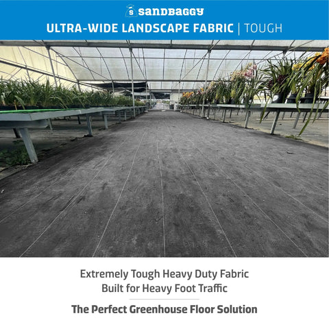 15 Ft Wide By 100 Ft Long Landscape Fabric Roll For Weed Barrier And Ground Cover, Industrial Grade installed in greenhouse