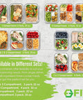 Glass Meal Prep Containers With Lids 32 Oz 4 Pack 2 And 3 Compartments For Portion Control Food Storage displayed in sets