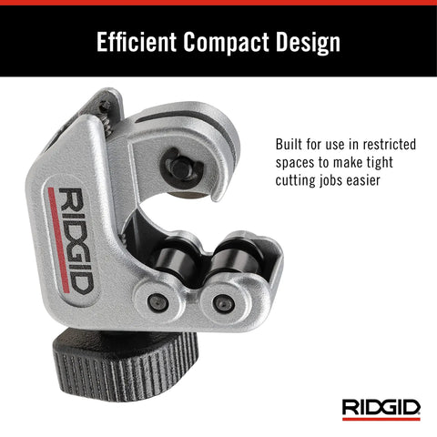 Close Quarters Tubing Cutter for Tight Spaces, 1/4 Inch to 1-1/8 Inch Tube Size, Cuts Copper, Aluminum, Brass and More, Compact, Durable, Handy for Plumbers, Silver Finish