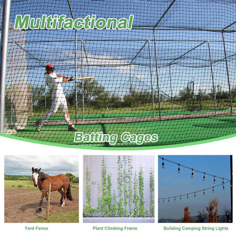 Heavy Duty Batting Cage Netting Wire Tension Kit For 55Ft Cages installation in yard with baseball player