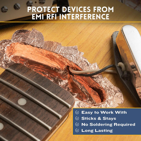 Dope Copper Tape 1 Inch By 66 Ft Conductive Adhesive Foil used for EMI shielding under guitar pickup cover.