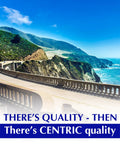 Centric C-Tek ceramic rear disc brake pads banner for Nissan; blue branding on a coastal road background.