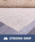 Super Grip Natural Non Slip Rug Pad Cushioned 2 By 3 Feet for hardwood floors under area rug showing strong grip texture