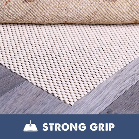 Super Grip Natural Non Slip Rug Pad Cushioned 2 By 3 Feet for hardwood floors under area rug showing strong grip texture