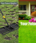 Heavy Duty Lawn Leveling Rake With 27 Inch Wide Head And 72 Inch Adjustable Handle Foldable Yard Leveler for uneven to smooth lawns