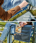 Directors Chair For Outdoors With Side Table Foldable Camping Chair For Adults Lightweight Heavy Duty Outdoor Seat Ideal For Beach And Travel Ready To Roll Supports Up To 300 Lbs In Blue Grey featuring side bag and strong handle