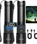 Rechargeable LED Flashlights 2 Pack With 5 Modes And Zoomable Beam LCD Battery Level Display USB Rechargeable Handheld Torches