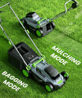 40V Cordless Walk Behind Lawn Mower With 13 Inch Deck And 4.0 Ah Battery Mulching And Bagging Modes Brushless Motor Five Adjustable Cutting Heights For Lawn Garden And Patio Lightweight Electric Mower For Fast No Fuss Yard Work, mulching and bagging modes