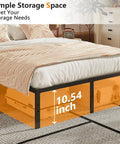 VINGLI 12 Inch Full Size Bed Frame Heavy Duty Metal Platform with 10.54 inch underbed storage space for organization in black.