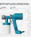 Close-up of Snag This Featherweight Electric Paint Sprayer with Quick Swap Cup, featuring a 20 oz capacity and adjustable nozzle.