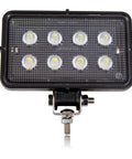 8 LED Rectangular Flood Beam Work Light for Cars, Trucks, ATVs, 2,150 Lumens, Aluminum Housing, Front View