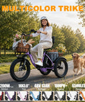 Electric Tricycle For Adults With 1200W Peak Motor Foldable E Trike 48V 13Ah Battery Fat 18x3 Tires 3 Wheel Step Through Ebike With Basket Sweet Ride Easy Mount Up To 65 Miles And 18 MPH, purple step-through trike on road