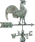 Patina Copper Rooster Weathervane, Durable Handcrafted Rooftop Decor For Barns, Homes, Sheds, And Cupolas, Large Size For Big Rooflines