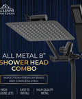 All Metal 8 Inch Dual Square Shower Head With Handheld Wand And 71 Inch Hose Set Powerful High Pressure Rain Shower Head Combo