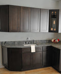 Modern kitchen with Torino Classic Modern 2 Handle Kitchen Faucet With Side Sprayer Satin Nickel Finish on granite countertop