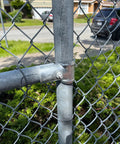 End Rail T Clamps For Chain Link Fence, Galvanized Steel Top Rail Hardware on fence, fits 1 3/8-inch and 1 5/8-inch pipes