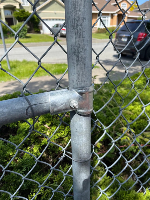 End Rail T Clamps For Chain Link Fence, Galvanized Steel Top Rail Hardware on fence, fits 1 3/8-inch and 1 5/8-inch pipes