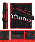 Reversible 20-Piece Ratcheting Wrench Set With Long Pattern, 6-Point Non-Slip Wrenches, SAE And Metric in black carry case