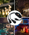 Two Way Outdoor Extension Cord With Independent On Off Switches, 3 Prong Heavy Duty SJTW 14AWG 15A/125V And 18AWG 10A/125V, 1.6 Feet, Black.