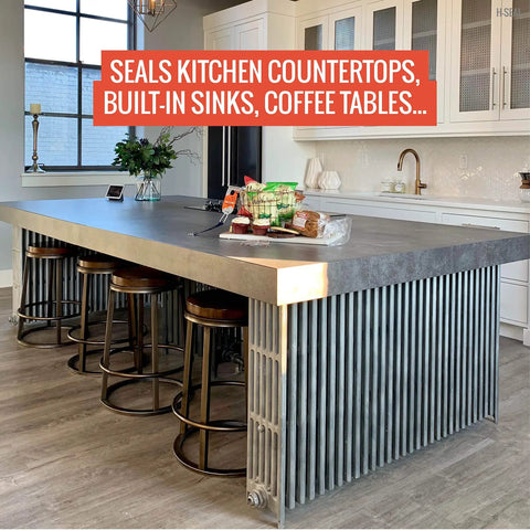 Concrete Countertop Sealer For Food Prep, High Heat Up To 392 Fahrenheit, Waterproof Matte Finish, UV Resistant, Water Based And Solvent Free, Food Safe Grade, Ideal For Kitchens, Bars, BBQ Areas, 1 Liter