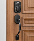 Smart Keypad Deadbolt With Handle, Keyless Front Door Lock No Keys Needed, Auto Lock, Anti Peeking Password, 20 User Codes, Matte Black