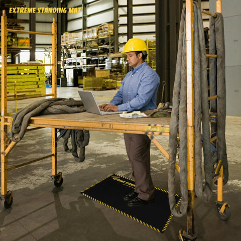 Anti Fatigue Standing Mat 18 By 36 Inches 1 Inch Thick With Safety Stripes For Workplace And Kitchen Use All Day Comfort Reduces Foot Leg And Back Fatigue Workhorse Anti Fatigue Mat For Standing