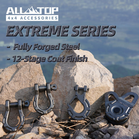 Three Quarter Inch D Ring Shackle Two Pack Fully Forged Steel With Seven Eighths Pin 79500 Lbs Break Strength And Nine Ton Working Load Extreme E Coat Impact And Rust Resistant on rocks