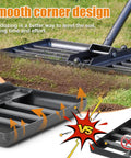 Smooth corner design of Heavy Duty Lawn Leveling Rake With Stainless Steel Handle 72 Inch Yard Leveling Tool on grass