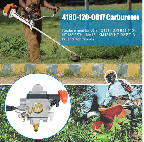 Image of Stihl KM131R FS131 Carburetor Kit With Air Filter Spark Plug Gasket Fuel Line Fuel Filter And Repair Kit