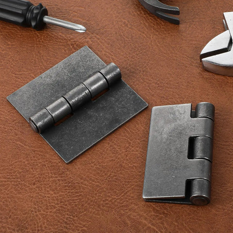 Six Pack 3 Inch Weld On Steel Butt Hinges Heavy Duty Rust Resistant Weldable Hinge Set on workbench