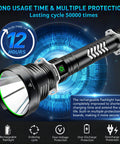 99,000 Lumen Rechargeable Flashlight 2 Pack With 7 Modes LED IPX7 Waterproof Beast Bright Long Range Beam Up To 3280 Feet Green