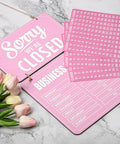 Pink Wooden Double Sided Business Hours Sign With Time Stickers For Coffee Shops Bars And Restaurants Open And Closed Display