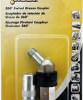 Super Handy 360 Degree Swivel Grease Coupler That Locks In Place for hand operated grease guns with 45 degree angle